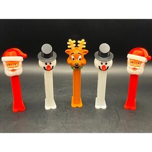 Vtg Christmas Pez Dispensers‎ Santa Snowman Rudolph Lot of 5 Collectible